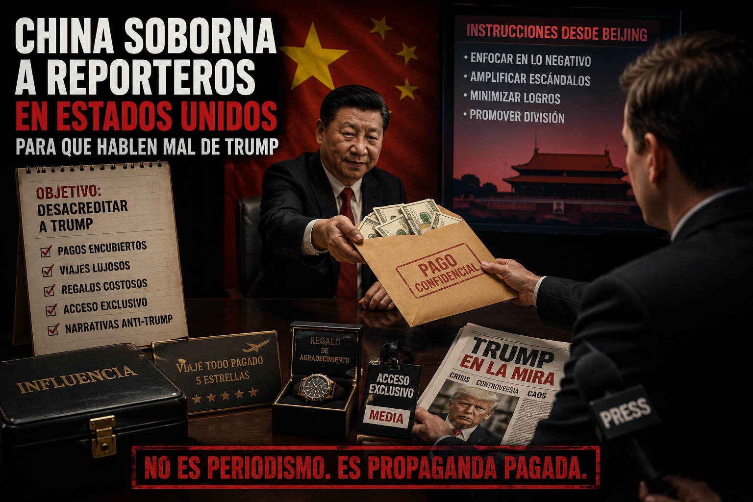 China compra reporteros en Estados Unidos para que hablen mal de Trump.